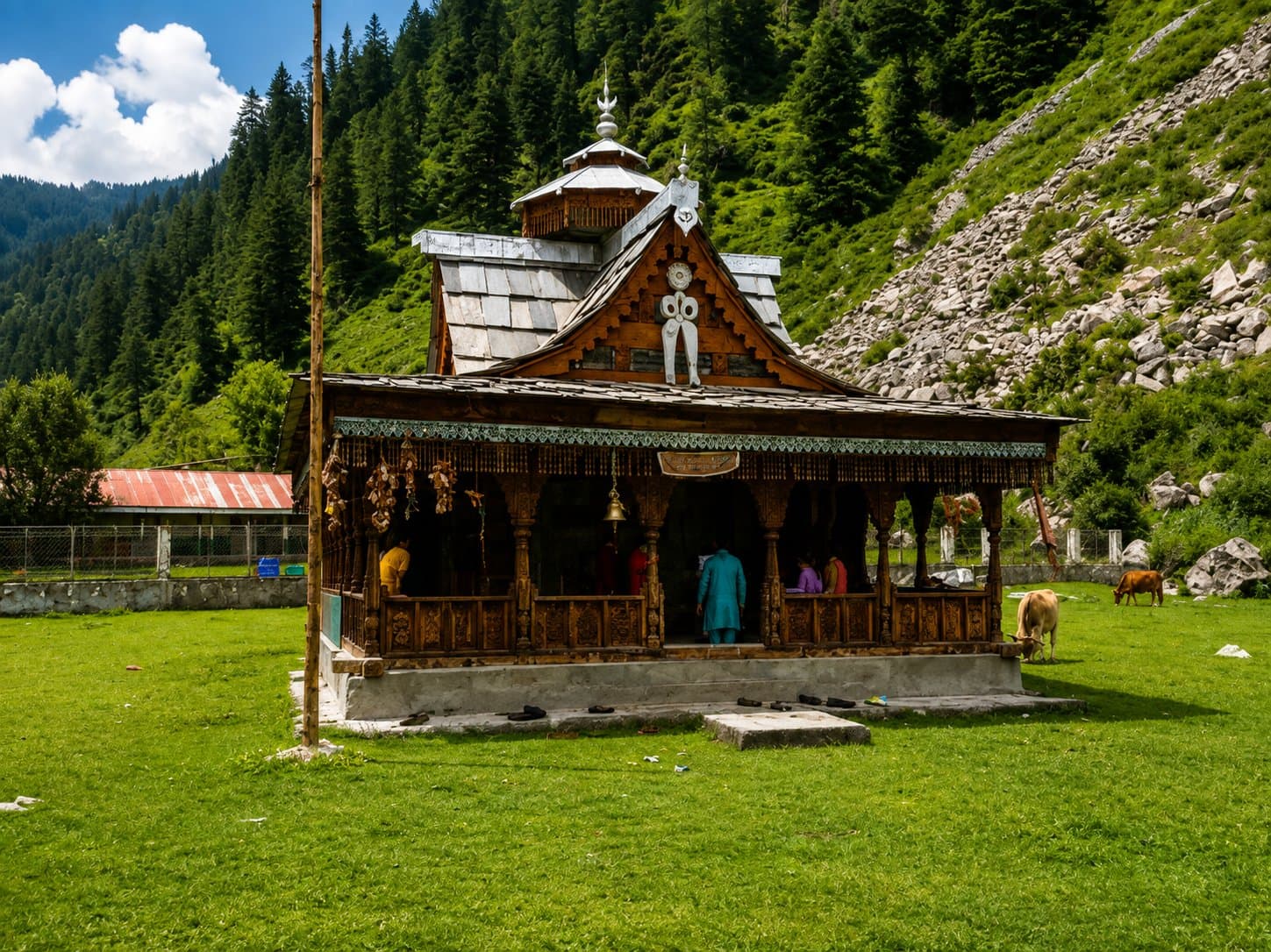 A wooden hill temple near Bishnoi Top in the Baga Sarahan area