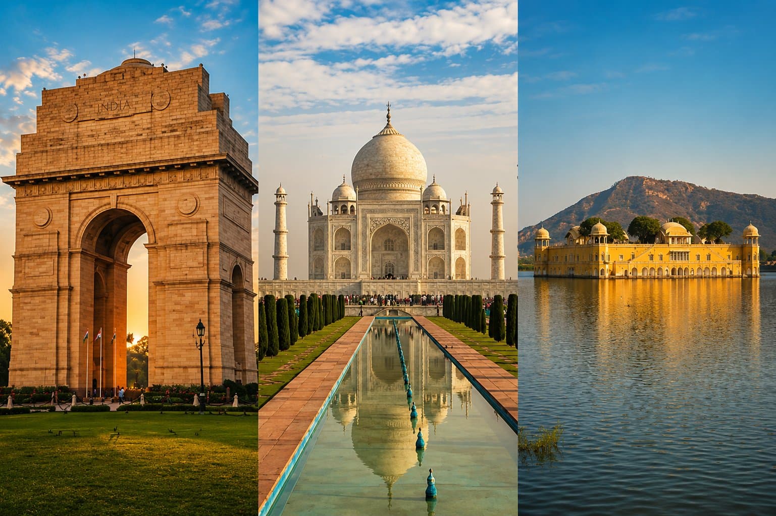 India Gate, the Taj Mahal and Jal Mahal — the Delhi, Agra and Jaipur Golden Triangle circuit