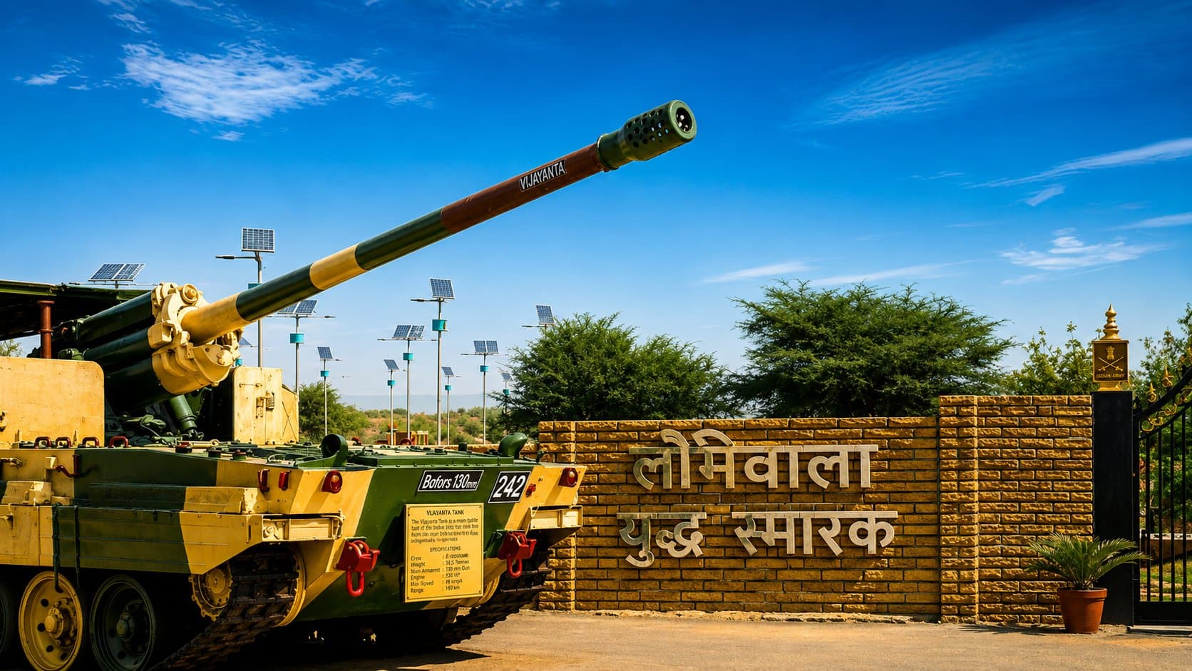 A tank on display at the Longewala War Memorial near Jaisalmer
