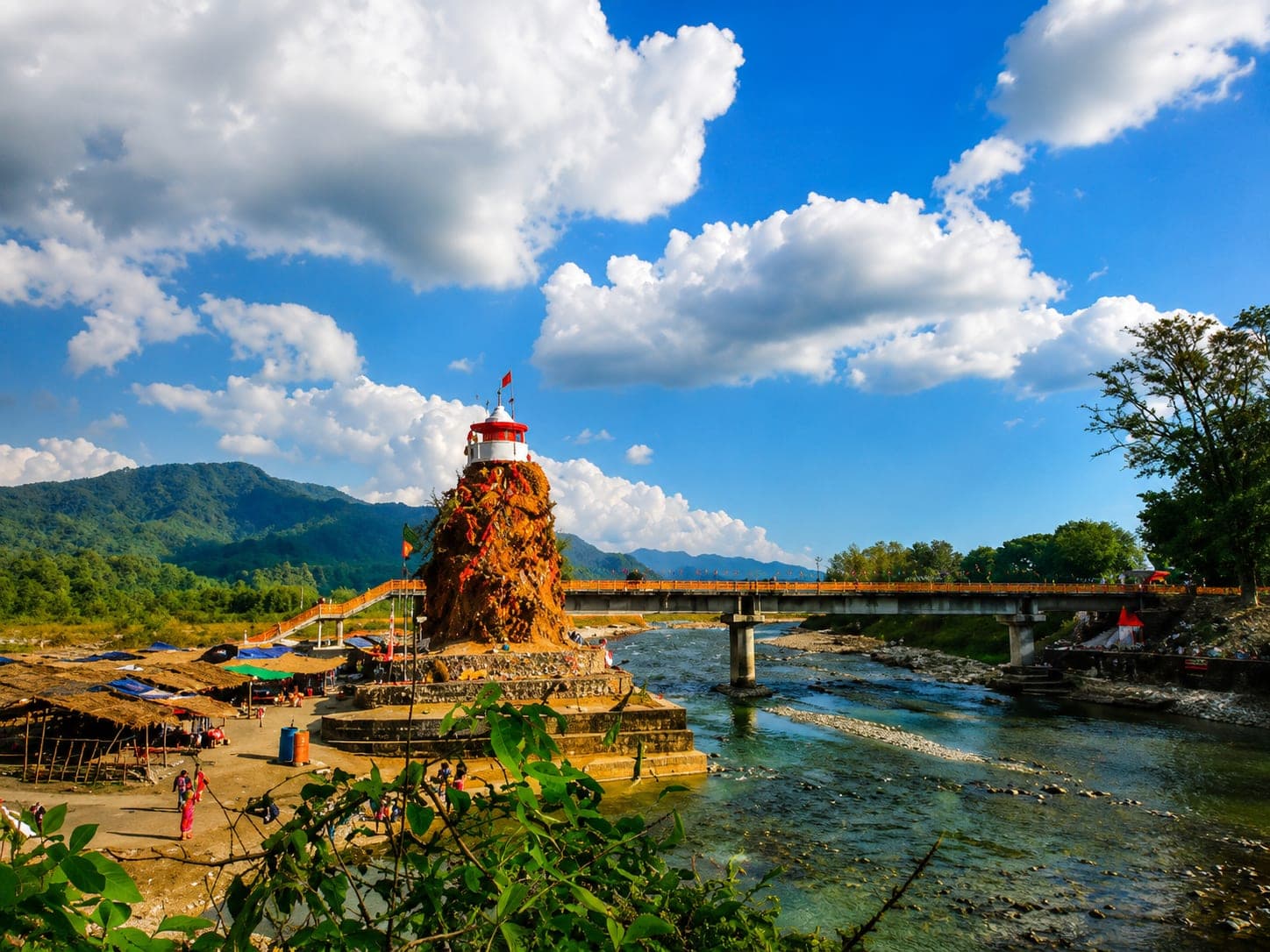 Garjia Devi Temple on a rock in the Kosi river near Ramnagar