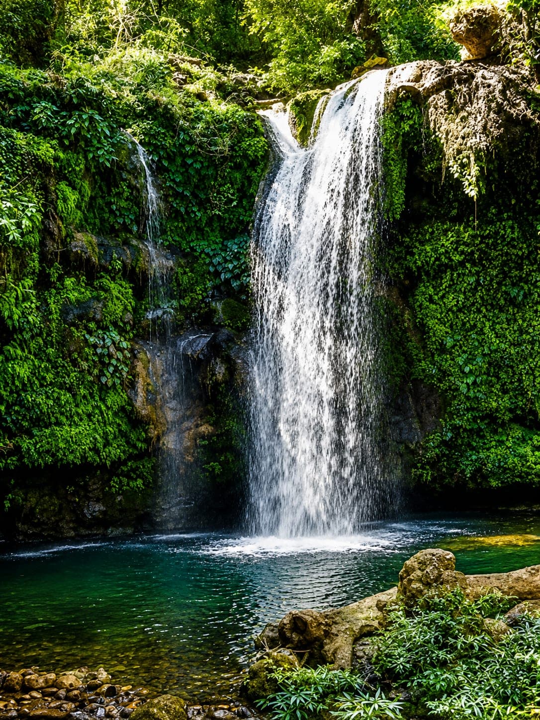 A forest waterfall near Jim Corbett National Park