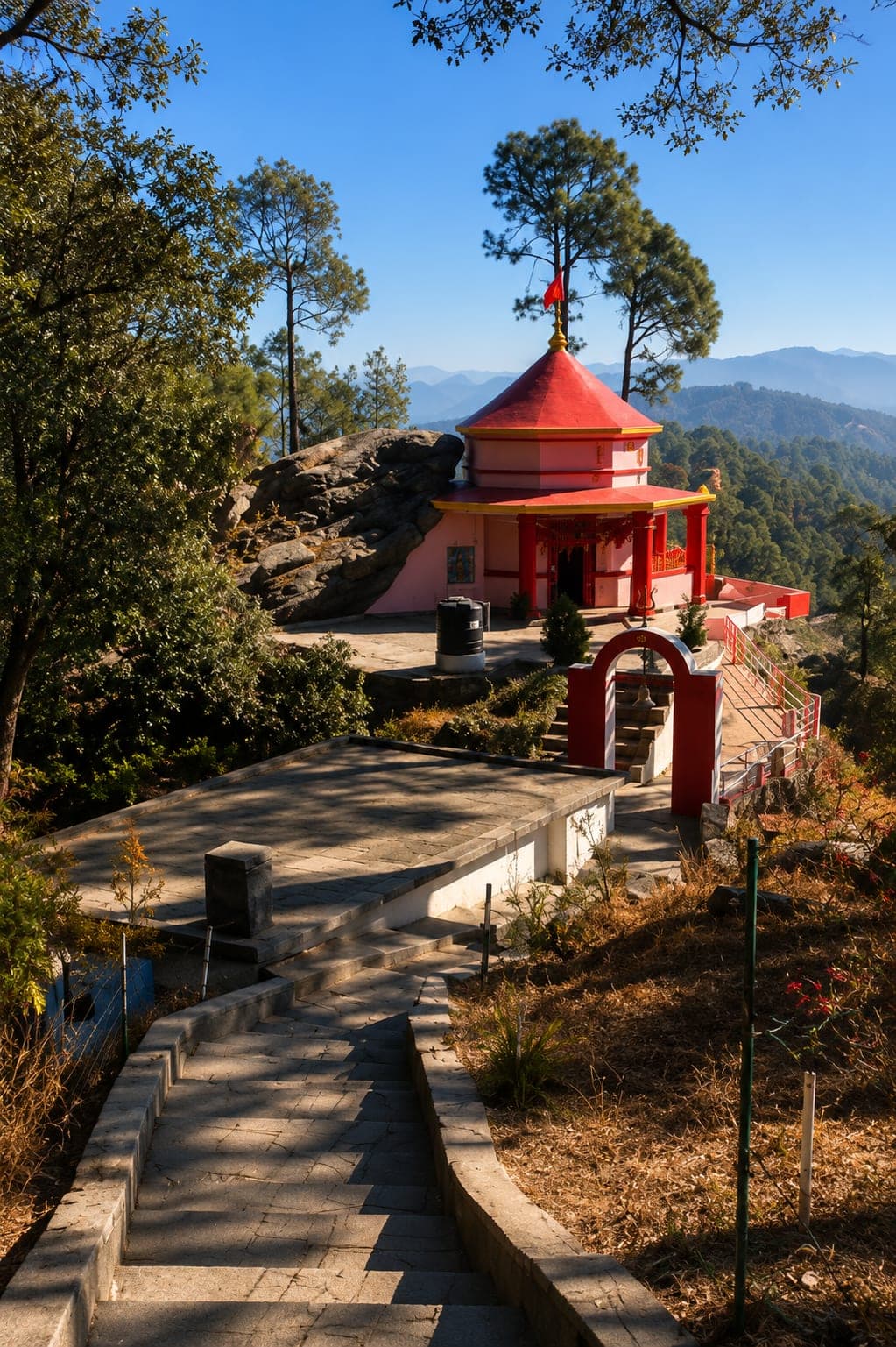 Kasar Devi Temple perched on a hilltop near Almora