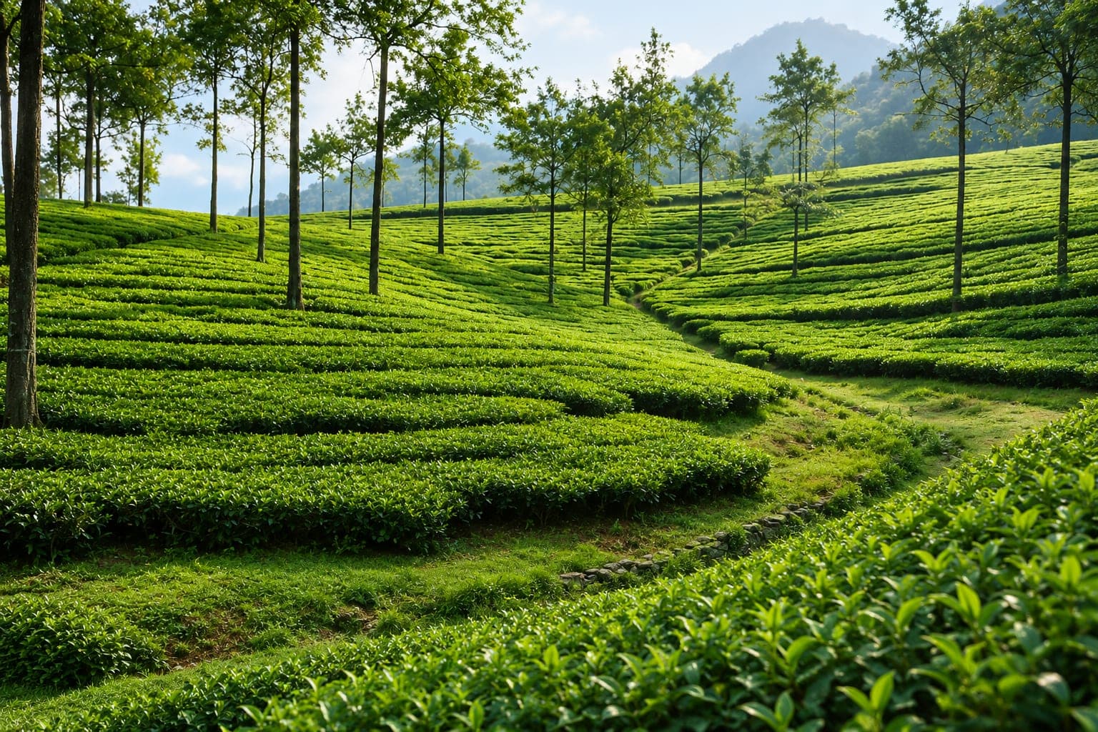 Tea plantations in the hills of Munnar, Kerala