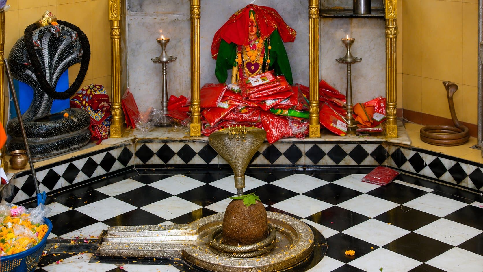 The shrine at Nageshwar Jyotirlinga, one of the twelve Jyotirlingas of Lord Shiva