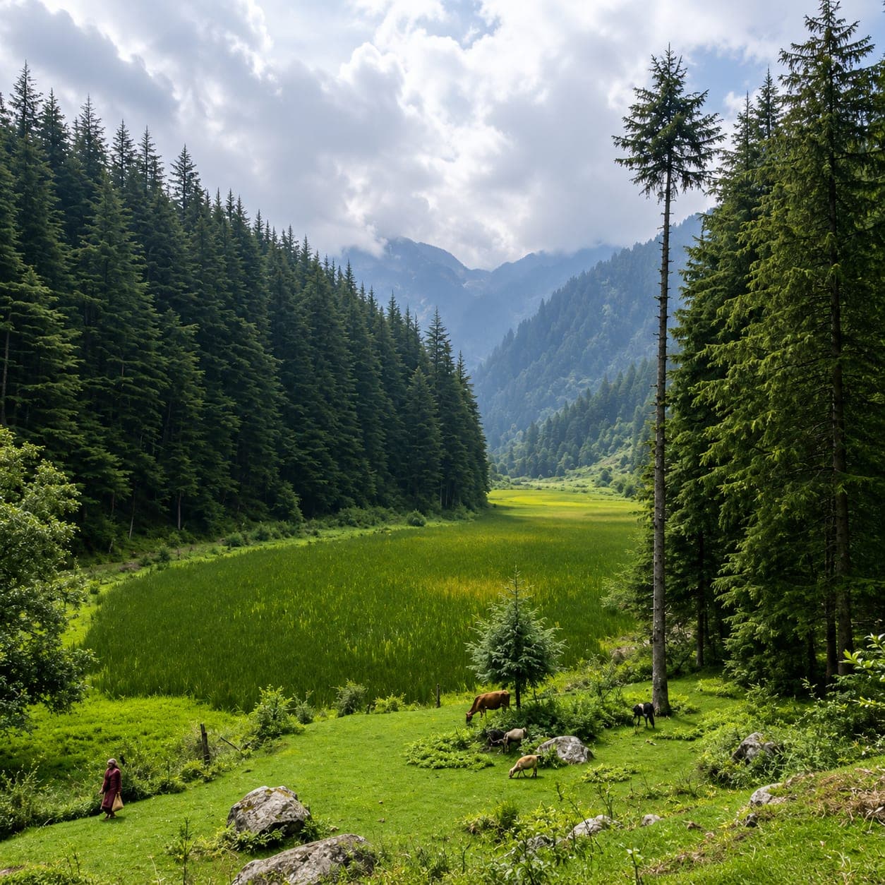 A forest clearing on the trek to Pundrik Rishi Lake