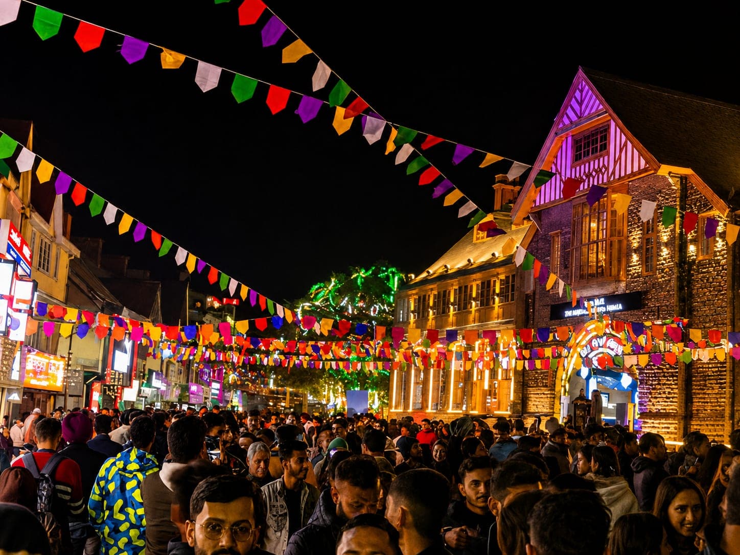 Hillside town view typical of Shimla and Manali in Himachal Pradesh