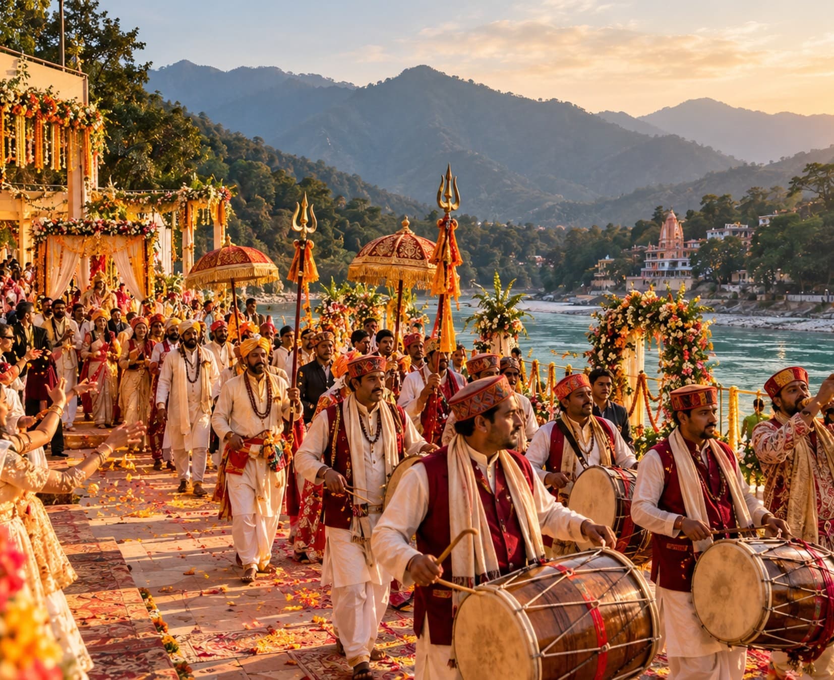 Concept artwork for the Shiv Baraat procession along the Ganga at Shiv Parvati Vivah 2027