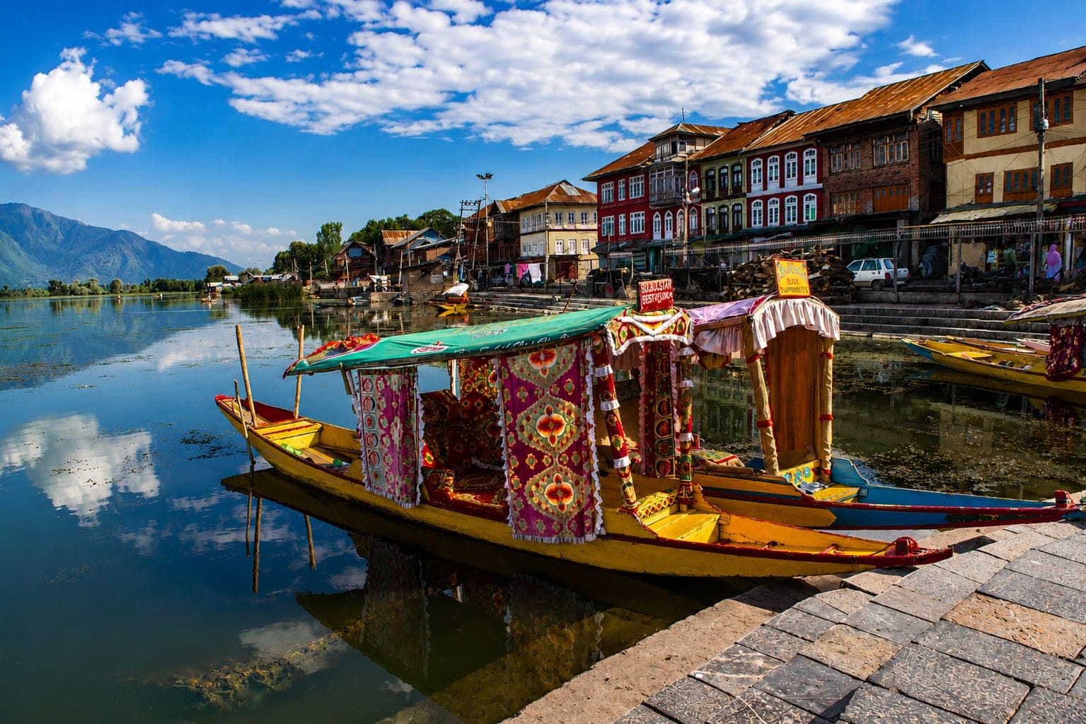 Shikara boats on Dal Lake in Srinagar